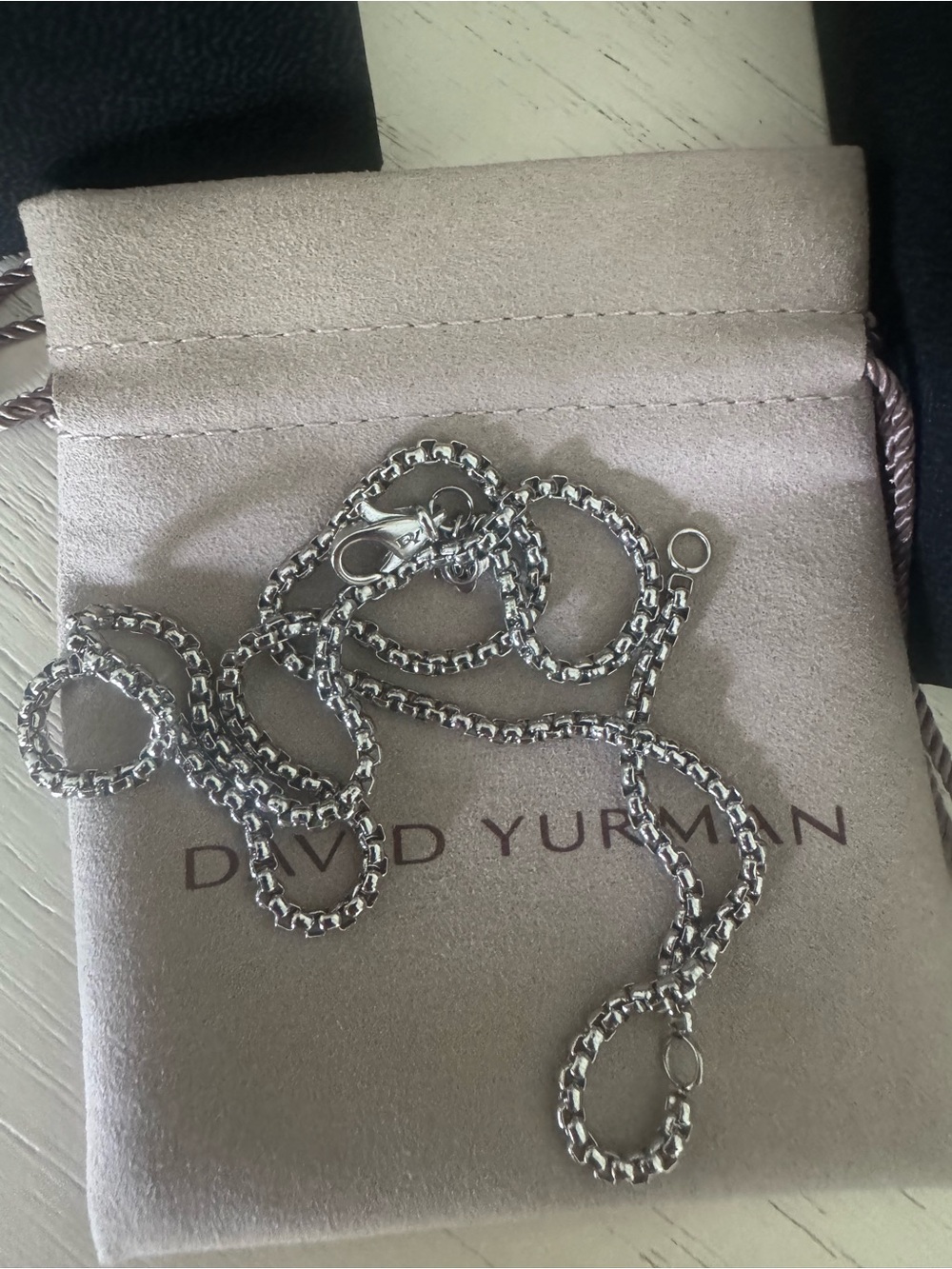 David Yurman Sterling Silver Box Chain Necklace